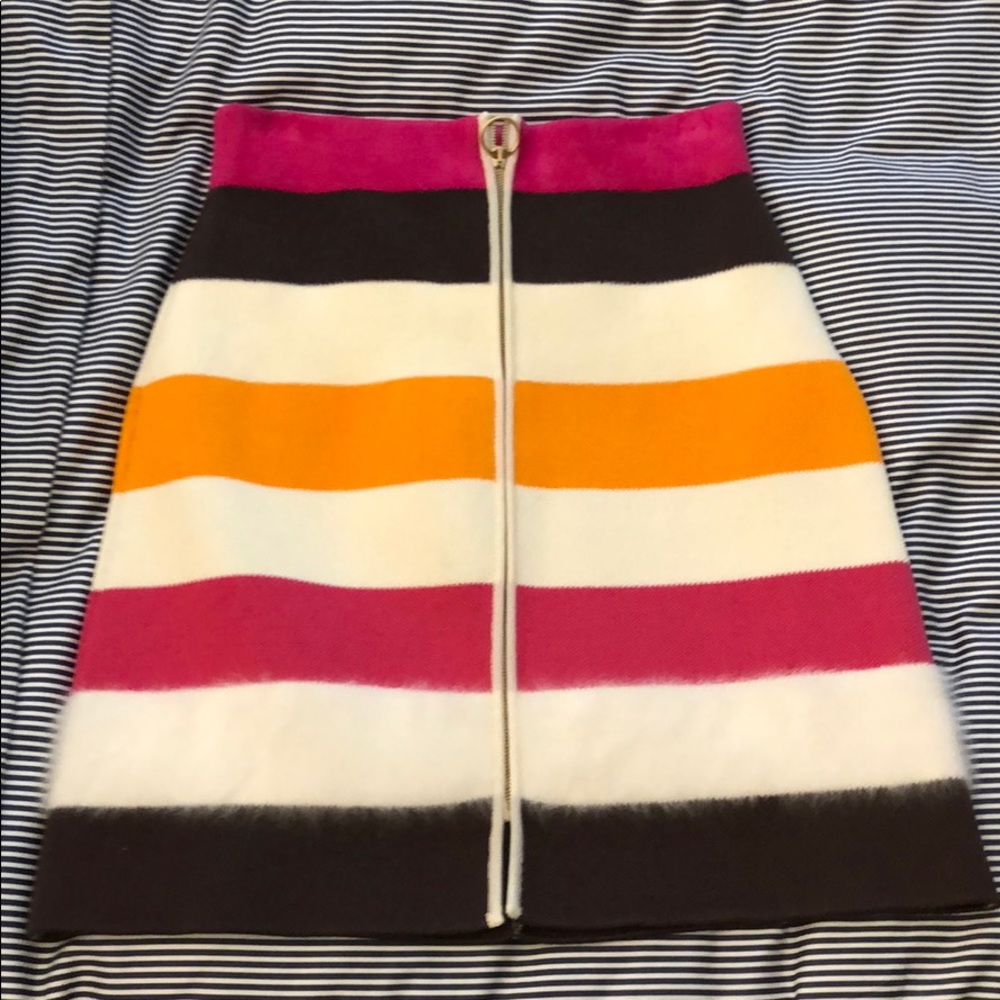 Bally Striped Front Zipper Skirt - New - Size 2